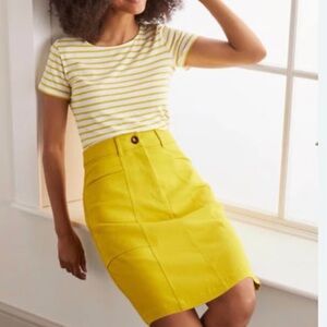 BODEN Abingdon Mini Skirt Chartreuse Yellow size 6 stretchy cotton corpcore NWOT